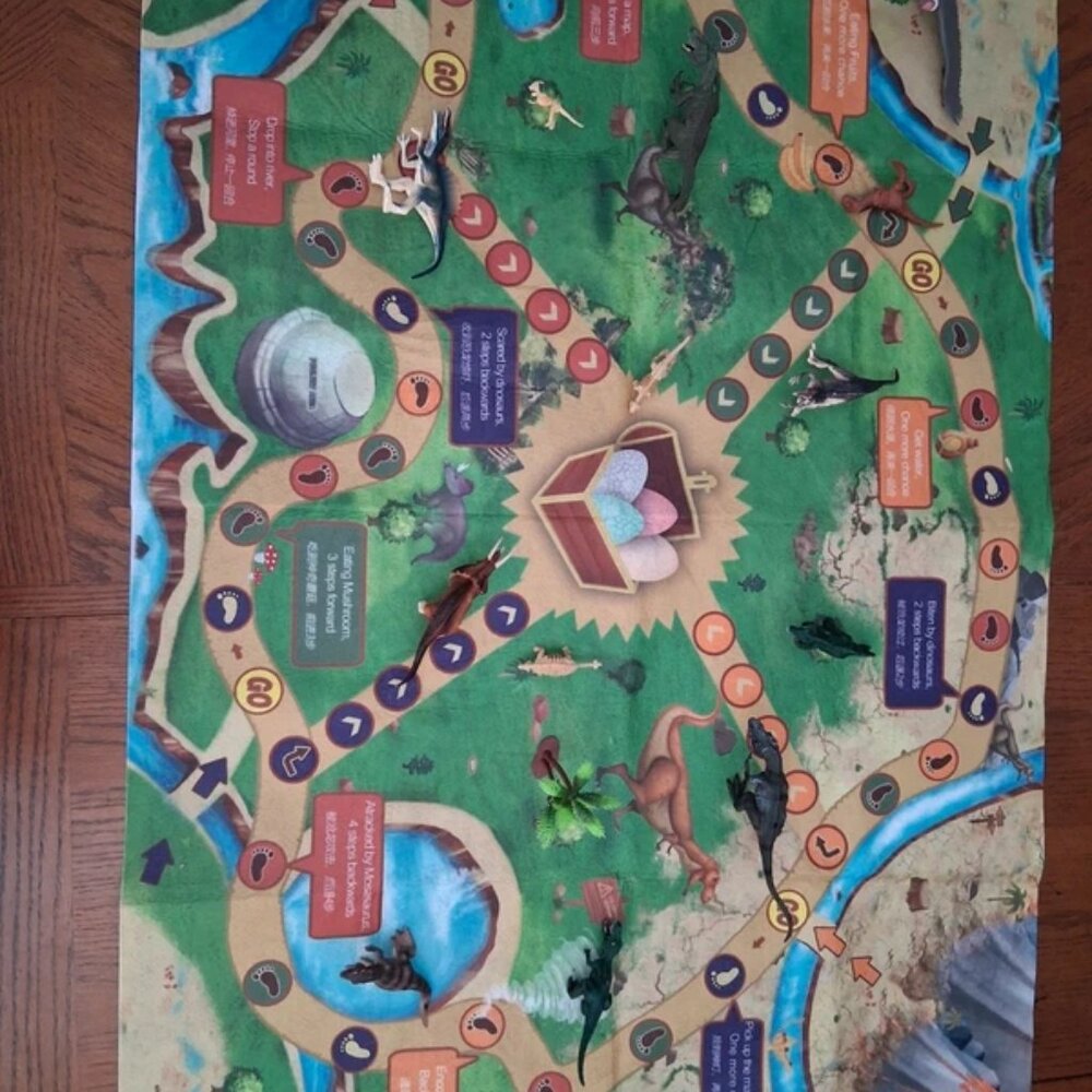 13 dinosaurs 1 tree and a play mat. 48x31